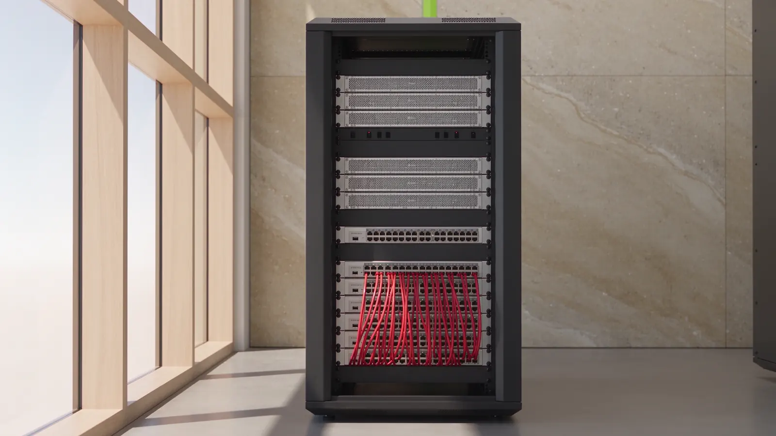 Concept illustration of organised network infrastructure supporting building systems.